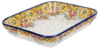 A picture of a Polish Pottery 8"x10" Rectangular Baker (Autumn Harvest) | P103S-LB as shown at PolishPotteryOutlet.com/products/8x10-rectangular-baker-autumn-harvest