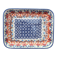 A picture of a Polish Pottery 8"x10" Rectangular Baker (Stellar Celebration) | P103S-P309 as shown at PolishPotteryOutlet.com/products/8x10-rectangular-baker-stellar-celebration-p103s-p309