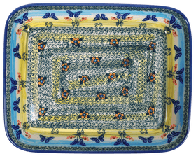 Polish Pottery 8"x10" Rectangular Baker (Butterflies in Flight) | P103S-WKM Additional Image at PolishPotteryOutlet.com