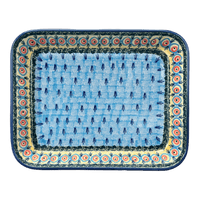 A picture of a Polish Pottery 8"x10" Rectangular Baker (Providence) | P103S-WKON as shown at PolishPotteryOutlet.com/products/8x10-rectangular-baker-providence-p103s-wkon