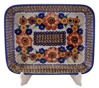 A picture of a Polish Pottery 8"x10" Rectangular Baker (Bouquet in a Basket) | P103S-JZK as shown at PolishPotteryOutlet.com/products/8x10-rectangular-baker-bouquet-in-a-basket