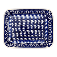A picture of a Polish Pottery 8"x10" Rectangular Baker (Gothic) | P103T-13 as shown at PolishPotteryOutlet.com/products/8x10-rectangular-baker-gothic-p103t-13