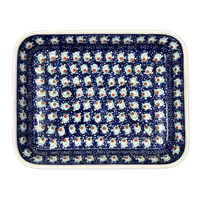 A picture of a Polish Pottery 8"x10" Rectangular Baker (Fish Eyes) | P103T-31 as shown at PolishPotteryOutlet.com/products/8x10-rectangular-baker-fish-eyes-p103t-31