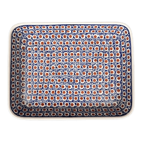 A picture of a Polish Pottery 8"x10" Rectangular Baker (Chocolate Drop) | P103T-55 as shown at PolishPotteryOutlet.com/products/8x10-rectangular-baker-chocolate-drop-p103t-55