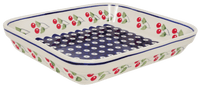 A picture of a Polish Pottery 8"x10" Rectangular Baker (Cherry Dot) | P103T-70WI as shown at PolishPotteryOutlet.com/products/8x10-rectangular-baker-cherry-dot
