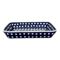 A picture of a Polish Pottery 8"x10" Rectangular Baker (Hello Dotty) | P103T-9 as shown at PolishPotteryOutlet.com/products/8x10-rectangular-baker-hello-dotty-p103t-9