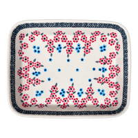 A picture of a Polish Pottery 8"x10" Rectangular Baker (Floral Symmetry) | P103T-DH18 as shown at PolishPotteryOutlet.com/products/8x10-rectangular-baker-floral-symmetry-p103t-dh18