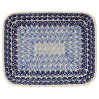 A picture of a Polish Pottery 8"x10" Rectangular Baker (Tulip Blues) | P103T-GP16 as shown at PolishPotteryOutlet.com/products/8x10-rectangular-baker-tulip-blues