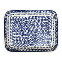 A picture of a Polish Pottery 8"x10" Rectangular Baker (Butterfly Border) | P103T-P249 as shown at PolishPotteryOutlet.com/products/8x10-rectangular-baker-butterfly-border-p103t-p249