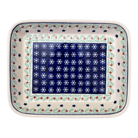 A picture of a Polish Pottery 8"x10" Rectangular Baker (Starry Wreath) | P103T-PZG as shown at PolishPotteryOutlet.com/products/8x10-rectangular-baker-starry-wreath-p103t-pzg