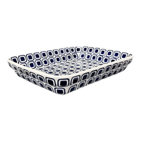 A picture of a Polish Pottery 8"x10" Rectangular Baker (Navy Retro) | P103U-601A as shown at PolishPotteryOutlet.com/products/8x10-rectangular-baker-navy-retro-p103u-601a