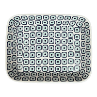 A picture of a Polish Pottery 8"x10" Rectangular Baker (Green Retro) | P103U-604A as shown at PolishPotteryOutlet.com/products/8x10-rectangular-baker-green-retro-p103u-604a
