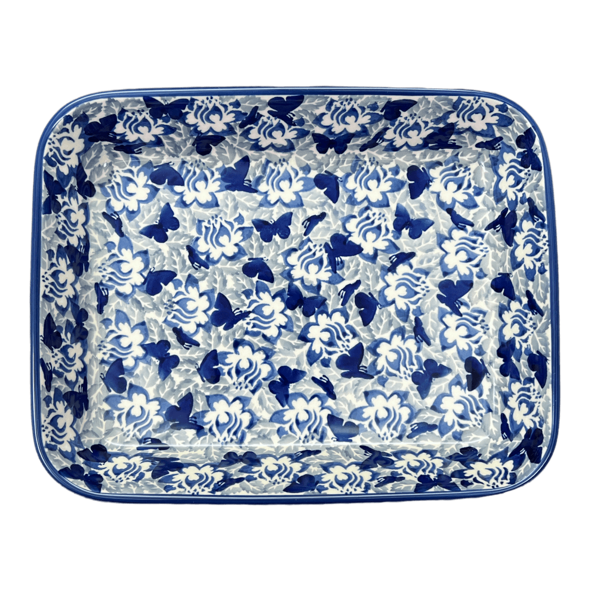 Baker, Rectangular, Shallow, 8"x10" in "Dusty Blue Butterflies" by Manufaktura | P103U-AS56