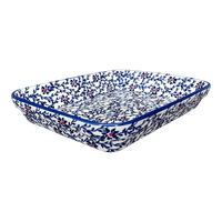 A picture of a Polish Pottery 8"x10" Rectangular Baker (Blue Canopy) | P103U-IS04 as shown at PolishPotteryOutlet.com/products/8x10-rectangular-baker-blue-canopy-p103u-is04
