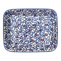 A picture of a Polish Pottery 8"x10" Rectangular Baker (Blue Canopy) | P103U-IS04 as shown at PolishPotteryOutlet.com/products/8x10-rectangular-baker-blue-canopy-p103u-is04