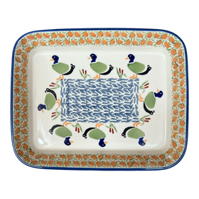 Polish Pottery 8"x10" Rectangular Baker (Ducks in a Row) | P103U-P323 Additional Image at PolishPotteryOutlet.com