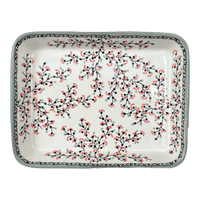 A picture of a Polish Pottery 9"x11" Rectangular Baker (Cherry Blossom) | P104S-DPGJ as shown at PolishPotteryOutlet.com/products/9x11-rectangular-baker-cherry-blossom-p104s-dpgj