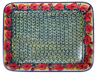 A picture of a Polish Pottery 9"x11" Rectangular Baker (Poppies in Bloom) | P104S-JZ34 as shown at PolishPotteryOutlet.com/products/9x11-rectangular-baker-poppies-in-bloom