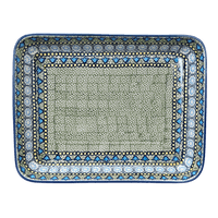 A picture of a Polish Pottery 9"x11" Rectangular Baker (Blue Bells) | P104S-KLDN as shown at PolishPotteryOutlet.com/products/9x11-rectangular-baker-blue-bells-p104s-kldn