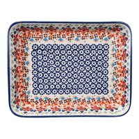 A picture of a Polish Pottery 9"x11" Rectangular Baker (Stellar Celebration) | P104S-P309 as shown at PolishPotteryOutlet.com/products/9x11-rectangular-baker-stellar-celebration-p104s-p309