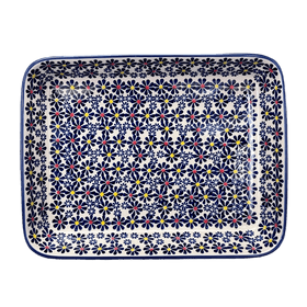 Polish Pottery 9"x11" Rectangular Baker (Field of Daisies) | P104S-S001 Additional Image at PolishPotteryOutlet.com