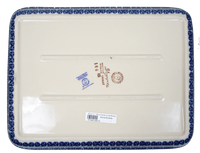 A picture of a Polish Pottery 9"x11" Rectangular Baker (Butterfly Bliss) | P104S-WK73 as shown at PolishPotteryOutlet.com/products/9x11-rectangular-baker-butterfly-bliss