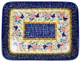 Polish Pottery 9"x11" Rectangular Baker (Butterfly Bliss) | P104S-WK73 Additional Image at PolishPotteryOutlet.com