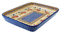 A picture of a Polish Pottery 9"x11" Rectangular Baker (Ruby Duet) | P104S-DPLC as shown at PolishPotteryOutlet.com/products/9x11-rectangular-baker-duet-in-ruby