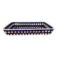A picture of a Polish Pottery 9"x11" Rectangular Baker (Pheasant Feathers) | P104T-52 as shown at PolishPotteryOutlet.com/products/9x11-rectangular-baker-pheasant-feathers-p104t-52