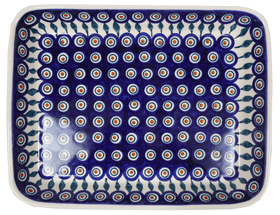 Polish Pottery 9"x11" Rectangular Baker (Peacock) | P104T-54 Additional Image at PolishPotteryOutlet.com