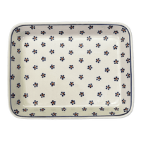 A picture of a Polish Pottery 9"x11" Rectangular Baker (Petite Floral) | P104T-64 as shown at PolishPotteryOutlet.com/products/9x11-rectangular-baker-petite-floral-p104t-64