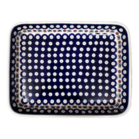 A picture of a Polish Pottery 9"x11" Rectangular Baker (Mosquito) | P104T-70 as shown at PolishPotteryOutlet.com/products/9x11-rectangular-baker-mosquito