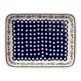 Polish Pottery 9"x11" Rectangular Baker (Periwinkle Chain) | P104T-P213 Additional Image at PolishPotteryOutlet.com