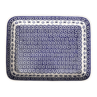 A picture of a Polish Pottery 9"x11" Rectangular Baker (Butterfly Border) | P104T-P249 as shown at PolishPotteryOutlet.com/products/9x11-rectangular-baker-butterfly-border-p104t-p249
