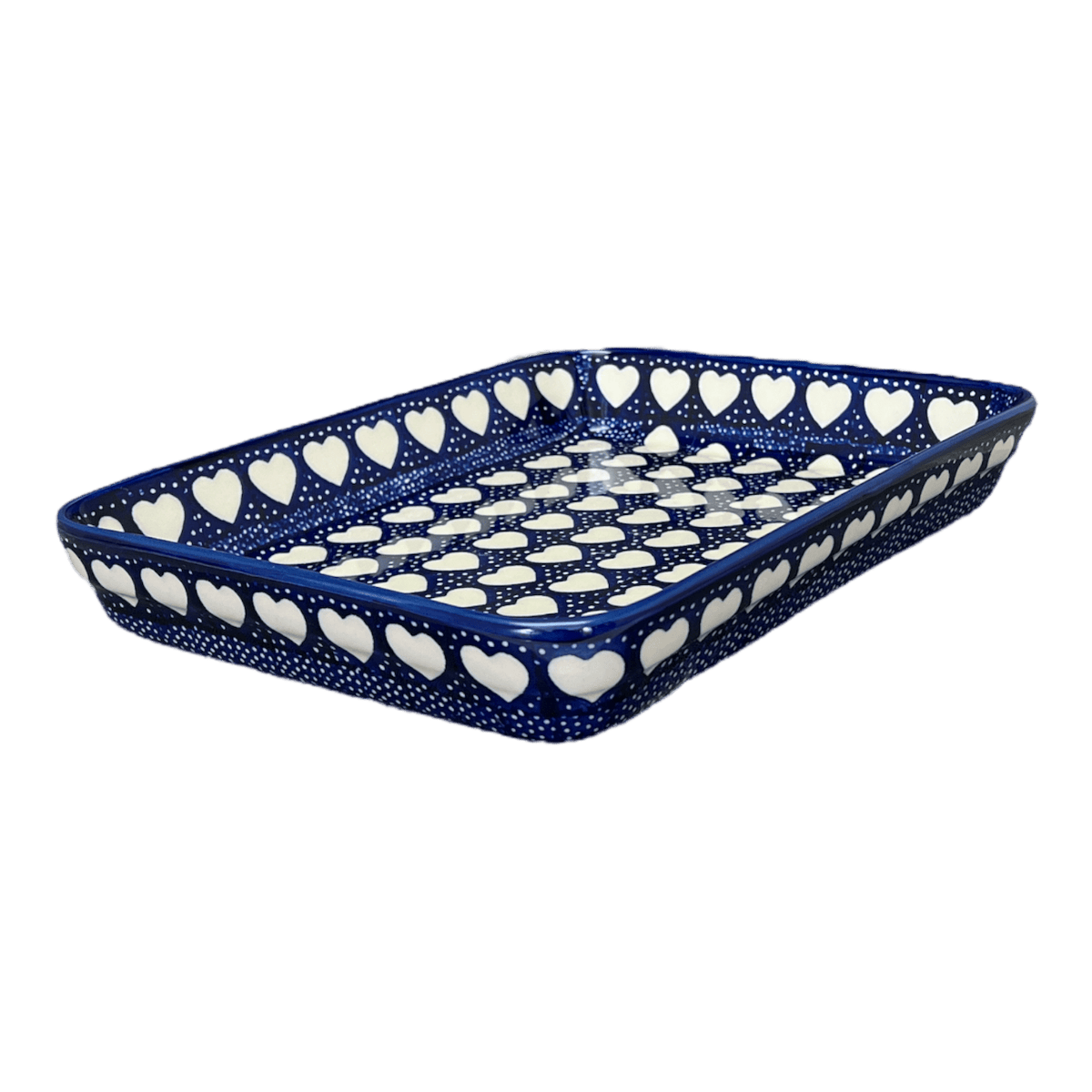 Baker, Rectangular, Shallow, 9" x 11" in "Sea of Hearts" by Manufaktura | P104T-SEA