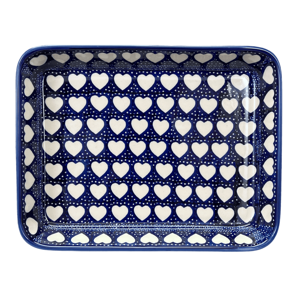 Baker, Rectangular, Shallow, 9" x 11" in "Sea of Hearts" by Manufaktura | P104T-SEA