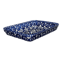 A picture of a Polish Pottery 9"x11" Rectangular Baker (Polish Doodle) | P104U-99 as shown at PolishPotteryOutlet.com/products/9x11-rectangular-baker-polish-doodle-p104u-99