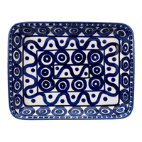 A picture of a Polish Pottery 9"x11" Rectangular Baker (Polish Doodle) | P104U-99 as shown at PolishPotteryOutlet.com/products/9x11-rectangular-baker-polish-doodle-p104u-99