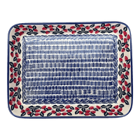 A picture of a Polish Pottery 9"x11" Rectangular Baker (Fresh Strawberries) | P104U-AS70 as shown at PolishPotteryOutlet.com/products/9x11-rectangular-baker-fresh-strawberries-p104u-as70