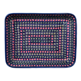 Polish Pottery 9"x11" Rectangular Baker (Rings of Flowers) | P104U-DH17 Additional Image at PolishPotteryOutlet.com