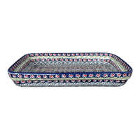 A picture of a Polish Pottery 9"x11" Rectangular Baker (Daisy Rings) | P104U-GP13 as shown at PolishPotteryOutlet.com/products/9x11-rectangular-baker-daisy-rings-p104u-gp13