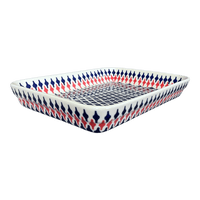 A picture of a Polish Pottery 9"x11" Rectangular Baker (Shock Waves) | P104U-GZ42 as shown at PolishPotteryOutlet.com/products/9x11-rectangular-baker-gz42-p104u-gz42