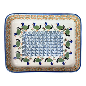Polish Pottery 9"x11" Rectangular Baker (Ducks in a Row) | P104U-P323 Additional Image at PolishPotteryOutlet.com