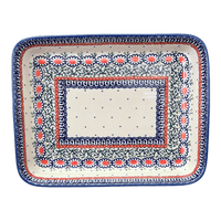 A picture of a Polish Pottery 9"x11" Rectangular Baker (Daisy Chain) | P104U-ST as shown at PolishPotteryOutlet.com/products/9x11-rectangular-baker-daisy-chain-p104u-st