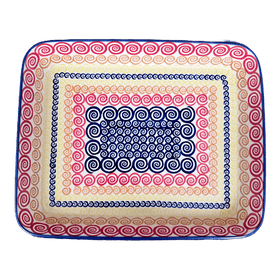 Polish Pottery 10" x 13" Rectangular Baker (Psychedelic Swirl) | P105M-CMZK Additional Image at PolishPotteryOutlet.com