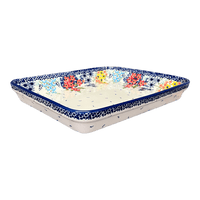 A picture of a Polish Pottery 10" x 13" Rectangular Baker (Brilliant Garden) | P105S-DPLW as shown at PolishPotteryOutlet.com/products/10-x-13-rectangular-baker-brilliant-garden-p105s-dplw
