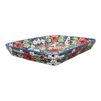 A picture of a Polish Pottery 10" x 13" Rectangular Baker (Poppies & Posies) | P105S-IM02 as shown at PolishPotteryOutlet.com/products/10-x-13-rectangular-baker-poppies-posies-p105s-im02