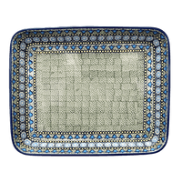 A picture of a Polish Pottery 10" x 13" Rectangular Baker (Blue Bells) | P105S-KLDN as shown at PolishPotteryOutlet.com/products/10-x-13-rectangular-baker-blue-bells-p105s-kldn