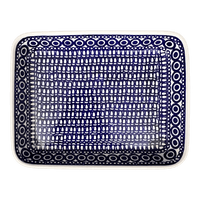 A picture of a Polish Pottery 10" x 13" Rectangular Baker (Gothic) | P105T-13 as shown at PolishPotteryOutlet.com/products/10-x-13-rectangular-baker-gothic-p105t-13