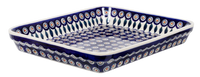 A picture of a Polish Pottery 10" x 13" Rectangular Baker (Peacock) | P105T-54 as shown at PolishPotteryOutlet.com/products/10x13-rectangular-baker-peacock